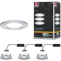 Paulmann set om 3 LED-spotar Slim Coin, dimbar, aluminium dimbar, Aluminium / grå / zink, Hall, Aluminium / grå / zink, Modern