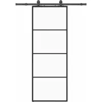 vidaXL Skjutdörr med beslag svart 76x205 cm ESG-glas
