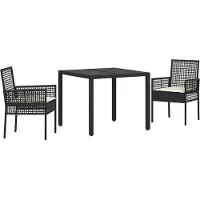vidaXL Trädgårdsmöbelset 3 pcs Svart konstrotting