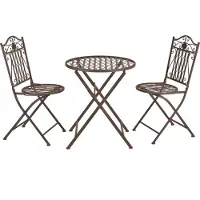 En.casa [] Bistroset Biella-caféset-bord och 2 stolar-Øbord: 60cm-metall-rostbrun-hopfällbar