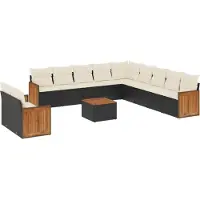 vidaXL Loungegrupp med dynor 12 delar svart konstrotting
