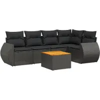 vidaXL Loungegrupp med dynor 6 delar svart konstrotting