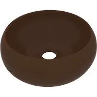 vidaXL Lyxigt runt handfat matt mörkbrun 40x15 cm keramik