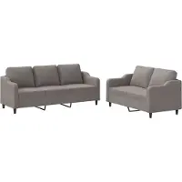 vidaXL Soffgrupp med dynor 2 delar Taupe tyg