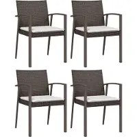 vidaXL Trädgårdsstolar 4 st med dynor brun 56,5x57x83 cm konstrotting