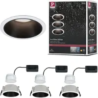 Paulmann 93402 Cole Coin Inbyggnadsbelysning Set 3 st LED 6 W Vit, Svart