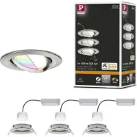 Paulmann Smart Friends spot Nova Plus 3-pack RGBW Plus, dimbar, Aluminium / grå / zink, Vardagsrum / matsal, Aluminium / grå / zink, Modern, Smarta hem inbyggnadsspotlight