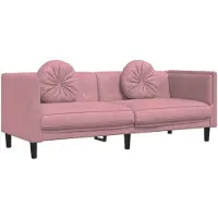 vidaXL Soffa med kuddar 3-sits rosa sammet