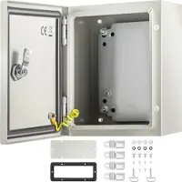 Vevor NEMA stålkapsling, 25x20x15 cm NEMA 4X stålelbox, IP66 vattentät och dammtät, kopplingsdosa för utomhus-/inomhusbruk, med monteringsplatta