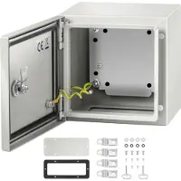 Vevor NEMA stålkapsling, 20x20x15 cm NEMA 4X stålelbox, IP66 vattentät och dammtät, kopplingsdosa för utomhus-/inomhusbruk