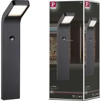 Paulmann Pollare med rörelsesensor Kulma, Svart, Aluminium / grå / zink, LED-utomhuslampa