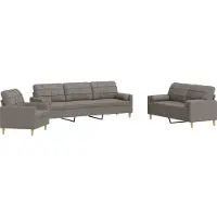 vidaXL Soffgrupp med kuddar 3 delar taupe tyg