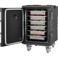 Vevor Isolerad matlåda, 95 qt värmelåda för catering, matlåda med spänne, frontmatad matvärmare med handtag, ändmatare med hjul för restaurang, kantin