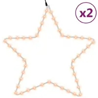 vidaXL Julstjärna ljusslingor 2 st med 48 LEDs varmvit 56 cm