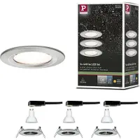 Paulmann 3-pack Nova spotlights, runda, fasta, järn, IP44, GU10, dimbar Nova,, Aluminium / grå / zink, Hall, Aluminium / grå / zink, Modern, Infällda spotlight