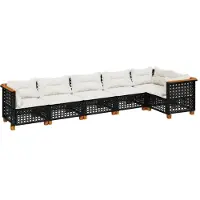 vidaXL Loungegrupp med dynor 6 delar svart konstrotting
