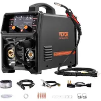 Vevor MIG-svets, 200A synergisk MIG-svetsmaskin, 4-i-1 gas-MIG/flusskärna MIG/pinne/lyft-TIG multiprocesssvetsmaskin med IGBT-inverterteknik och LCD-skärm