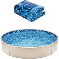 OEM Poolliner, 10,3 m rund poolliner, dubbelpärlmodell, slitstark vinylliner, standardtjocklek, 136 cm vägghöjd, ersättning för poolliner med stålsidor ovan markpooler