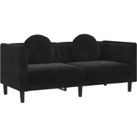 vidaXL Soffa med kuddar 2-sits svart sammet