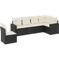 vidaXL Loungegrupp med dynor 6 delar svart konstrotting