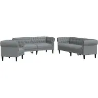 vidaXL Soffgrupp 3 delar ljusgrå tyg