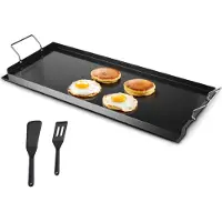 Vevor Stekpanna i kolstål, 32x14 tum universal platt rektangulär platta, gasgrillstekpanna för BBQ-grill, Teppanyaki, bärbart familjeköksredskap med handtag, för camping, tailgating-fest