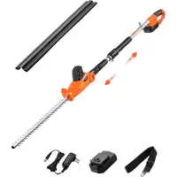 Vevor Elektrisk häcksax, 1200 varv/min, 6,2 - 7,8 fot utdragbar, stånghäcksax för höga grenar, 20V batteri, sladdlös häcksax med 20 tums blad, 5 justerbara vinklar för trädgården