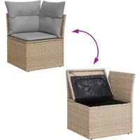 vidaXL Trädgårdsoffset 7 pcs Beige och Ljusgrå konstrotting