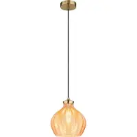 Globo Lighting Glas pendellampa Jessica, dimbar, Creme / bärnsten, Vardagsrum / matsal, Glas, Pendellampa