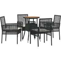vidaXL Trädgårdsmöbelset 5 pcs Svart konstrotting