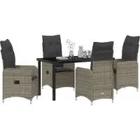 vidaXL Trädgårdsmöbelset med kudde 5 pcs Grå Poly rattan
