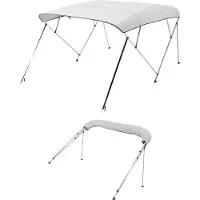 Vevor Biminitopp för båt med 4 bogar, 600D polyesterkapell med aluminiumram, vattentätt och solskyddande båtmarkiskapell med förvaringsväska, 2 stödstänger, 4 remmar, 236 cm L x (183 cm-214 cm B x 144