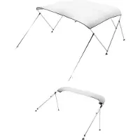 Vevor Biminitopp för båt med 3 bogar, 600D polyesterkapell med aluminiumram, vattentätt och solskyddande båtmarkiskapell med förvaringsväska, 2 stödstänger, 4 remmar, 193 cm L x (213-273 cm B x 113 cm