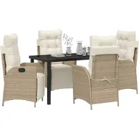 vidaXL Trädgårdsmöbelset med kudde 5 pcs Beige konstrotting