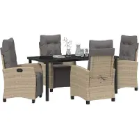 vidaXL Trädgårdsmöbelset 5 pcs Beige konstrotting