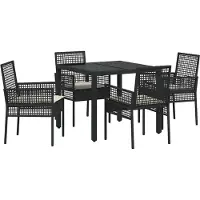 vidaXL Trädgårdsmöbelset 5 pcs Svart konstrotting
