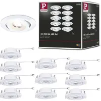 Paulmann LED-inbyggnadslampa, vit Ø 8 cm 4,8 W på/av 10-pack, Vitt / opal, Vardagsrum / matsal, Syntetmaterial, Modern