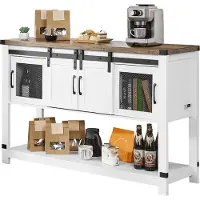 Vevor Kaffebarskåp, 122 x 38 x 81 cm Lantligt kaffebarskåp med förvaring i 4 nivåer, Kaffebarbord med ladugårdsdörrar, Lantligt skänk, bufféskåp för vardagsrum, entré