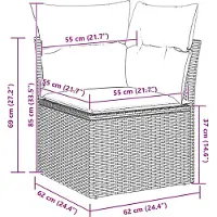 vidaXL Trädgårdsoffset med lagring 9 pcs Svart Poly rattan