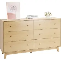 Vevor Byrå med 6 lådor, träbyrå med utdragbar hylla och tippskydd, modern minimalistisk byrå, garderobsorganisatör för vardagsrum, hall, sovrum, entré, ljust trä