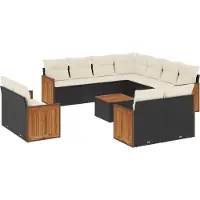 vidaXL Loungegrupp med dynor 12 delar svart konstrotting