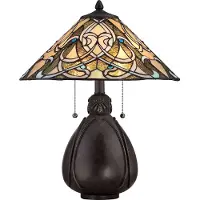 QUOIZEL Tiffany bordslampa India, Svart, Vardagsrum / matsal, Glas, Tiffany, Bordslampa
