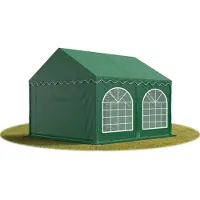 TOOLPORT 3x3 m partytält, med bottenram, PVC 750, mörkgrön