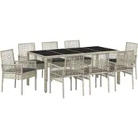 vidaXL Trädgårdsmöbelset 9 pcs Ljusgrå konstrotting