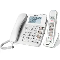 Geemarc Telecom AMPLIDECT COMBI-PHOTO 295 Fast seniortelefon Telefonsvarare, Kamera knapp Belyst display Vit