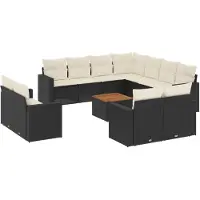 vidaXL Loungegrupp med dynor 12 delar svart konstrotting