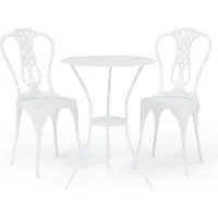 vidaXL Caféset 3 delar gjuten aluminium vit