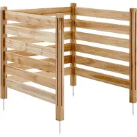 Vevor Trästaket, 91 cm B x 91 cm L, 3-panels lamellstaket för luftkonditionering, poolutrustningsinhägnad med metallpinnar, enkel gör-det-själv-installation, utomhus soptunne för trädgårdsdekoration