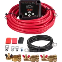 Vevor Dubbelbatterifrånskiljare, 12V 140 Amp 13,3 mm² (6 AWG), Manuellt och automatiskt VSR-spänningskänsligt relä med voltmeter, LCD-skärm, Smart batterifrånskiljare, Kompatibel med litiumbatterier,