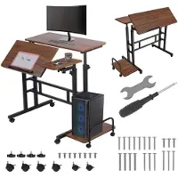 Macleans mobilt laptopbord, svart, 80x60 cm, max 50 kg, justerbar höjd 67–115 cm, MC-124 B